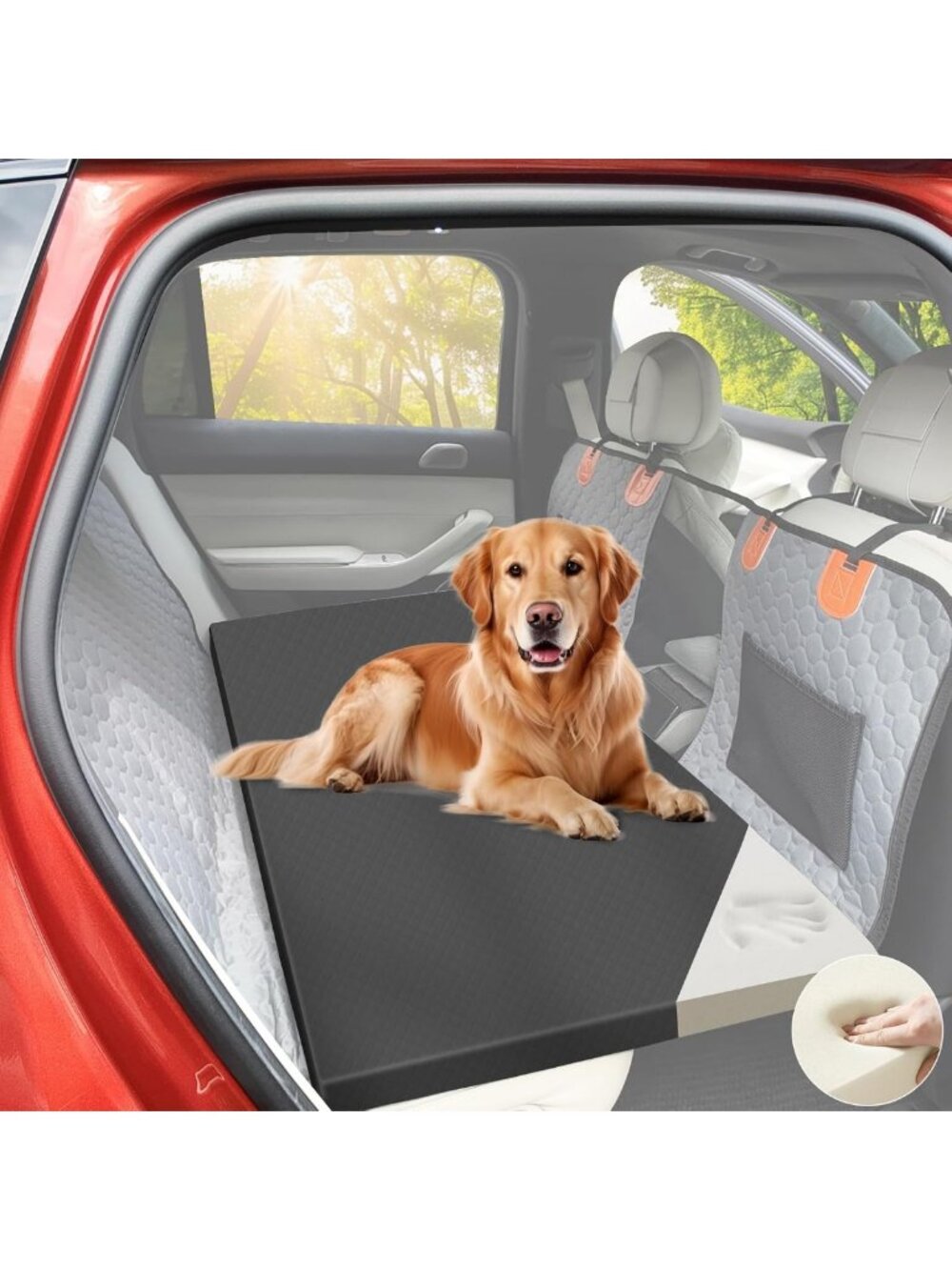 Cozy Dog Car Bed with Supportive Foam | Back Seat Cover & Pet Cushion for SUV